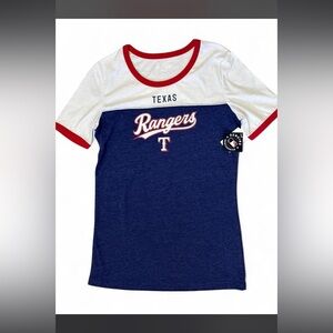 Texas Rangers Women's Blue and White Jersey Top